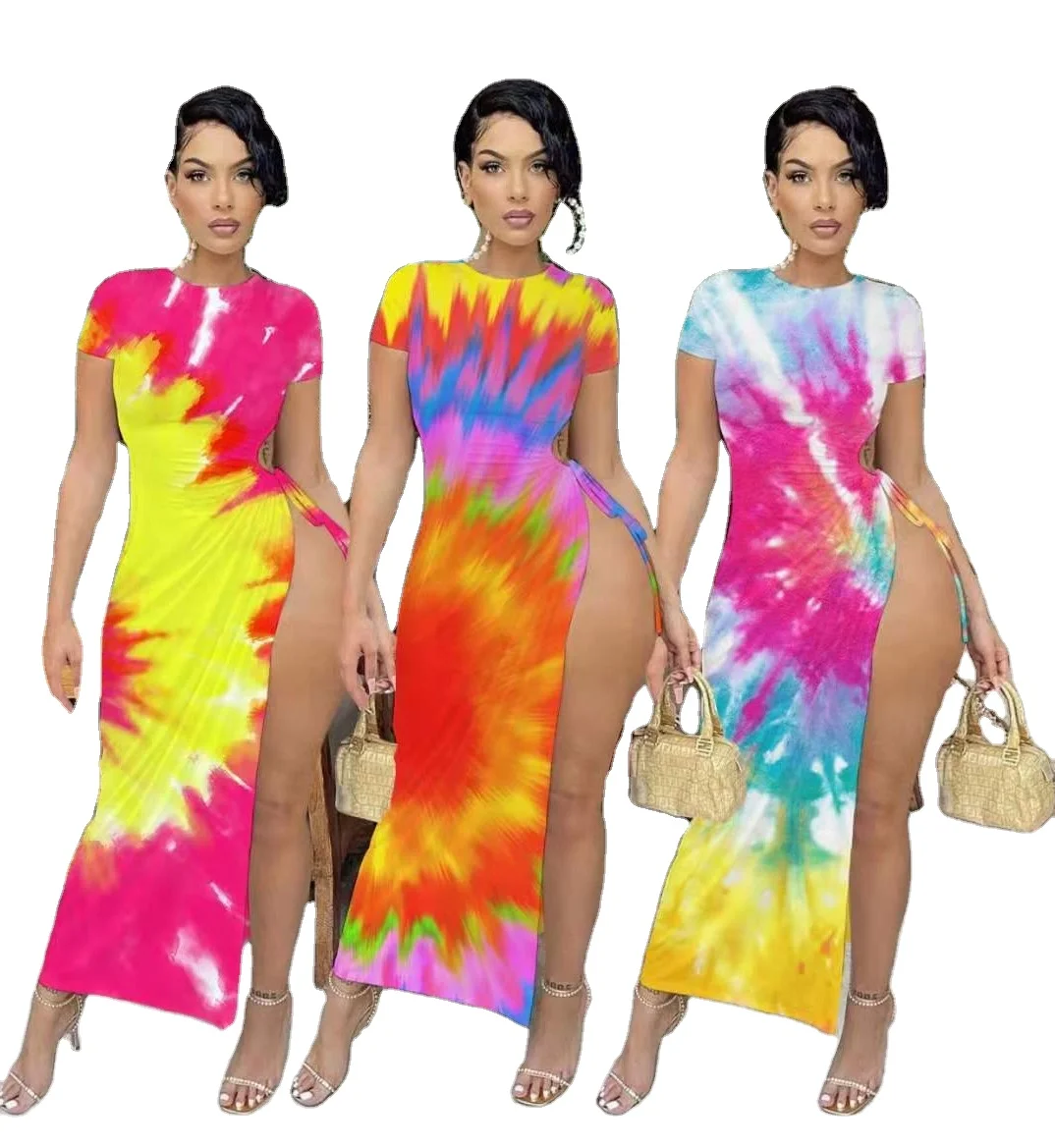 Summer trendy tie dye long dress with super high slit women sexy cut out club dresses, 3 colors as picture
Summer trendy tie dye long dress with super high slit women sexy cut out club dresses, 3 colors as picture