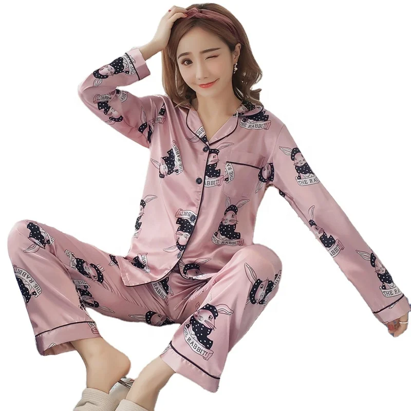 New Fashion Korean Version Ice Silk Long Sleeve Cute Two Piece Women Plus Size Pajamas Set Sleepwear, 2 colors
New Fashion Korean Version Ice Silk Long Sleeve Cute Two Piece Women Plus Size Pajamas Set Sleepwear, 2 colors