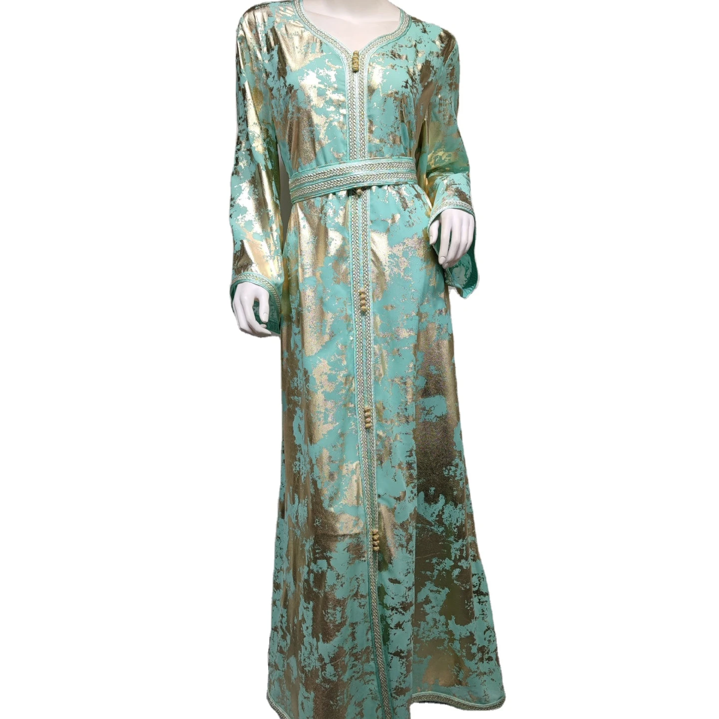 CX107 Middle East Apparel 2021 Fall New Muslim Gilded Long Gown Women's Two-piece Dress With Belt, 4 colors
CX107 Middle East Apparel 2021 Fall New Muslim Gilded Long Gown Women's Two-piece Dress With Belt, 4 colors