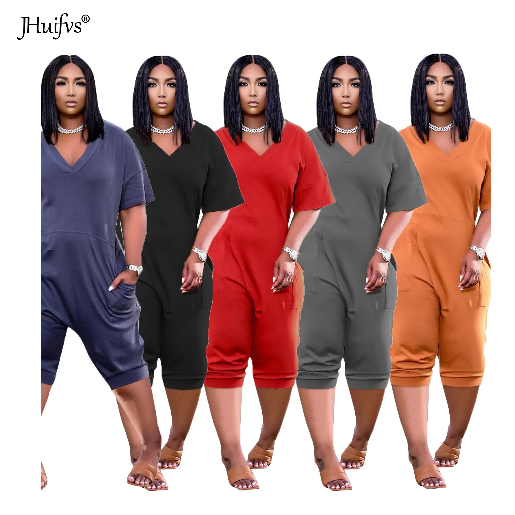 2021 Spring/summer Multicolor Half Sleeves V neck Ankle-Length Patchwork Dress Solid Color Short Sleeve Pocket Romper Jumpsuits, 5 colors
2021 Spring/summer Multicolor Half Sleeves V neck Ankle-Length Patchwork Dress Solid Color Short Sleeve Pocket Romper Jumpsuits, 5 colors
