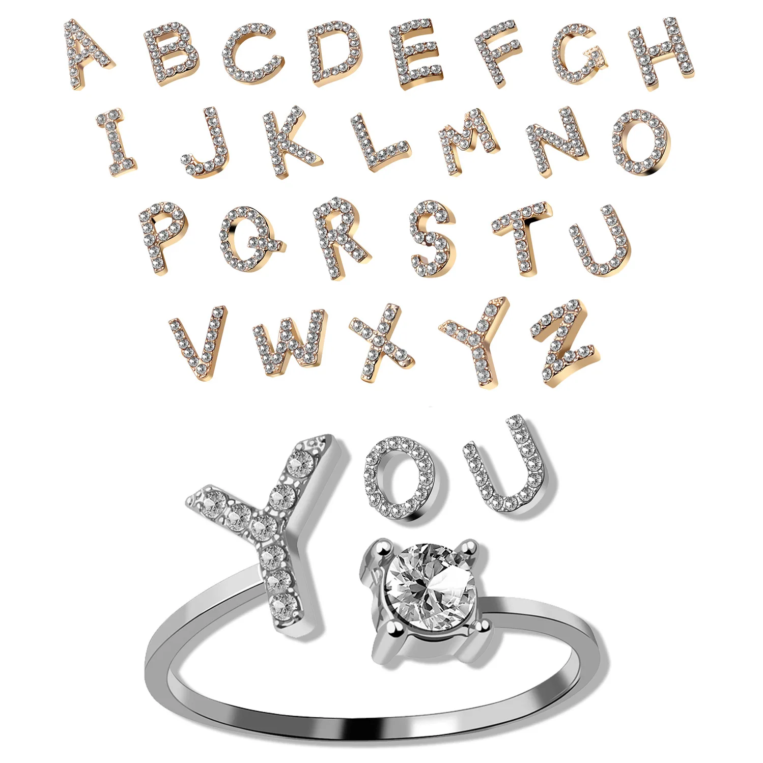 Hot Creative Wedding Anniversary Gift Ring Gold Rhinestone 26 Initials Letter Finger Open Rings For Women Jewelry
Hot Creative Wedding Anniversary Gift Ring Gold Rhinestone 26 Initials Letter Finger Open Rings For Women Jewelry