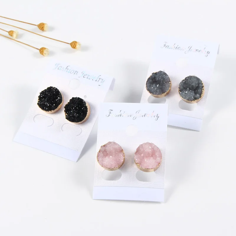 Personalized Multicolor Round Resin Druzy Stone Stud Earrings Shining Crystal Druzy Quartz Stone Earring, As picture
Personalized Multicolor Round Resin Druzy Stone Stud Earrings Shining Crystal Druzy Quartz Stone Earring, As picture
