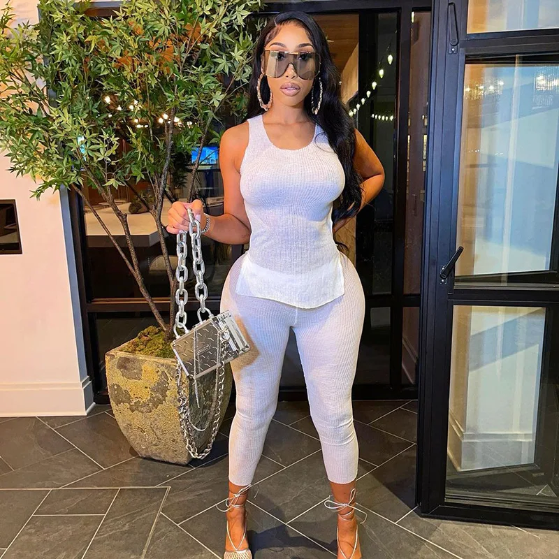 Wholesale fashion white sleeveless tank top 2 piece set see through two piece pants set women 2022
Wholesale fashion white sleeveless tank top 2 piece set see through two piece pants set women 2022
