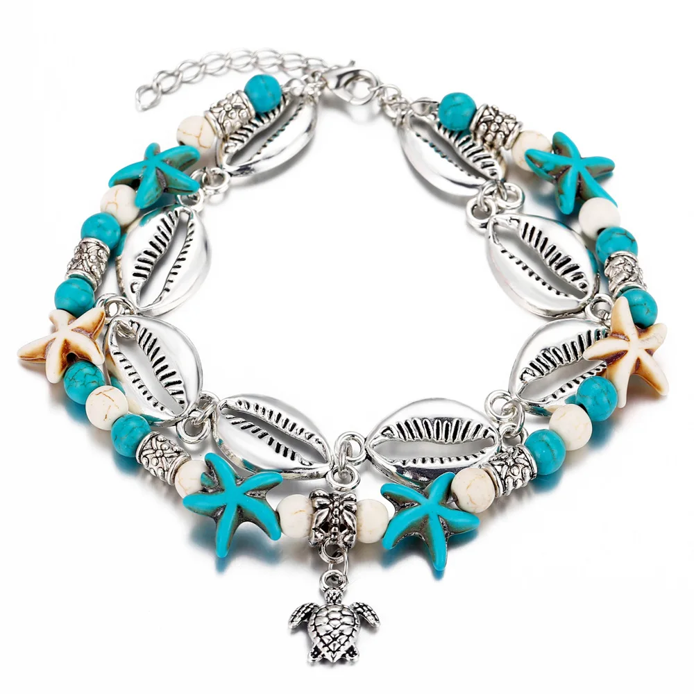 2 Pcs/set European and American cross border foot ornaments Innovative Metal shell turtle pendant starfish ankle chain
2 Pcs/set European and American cross border foot ornaments Innovative Metal shell turtle pendant starfish ankle chain