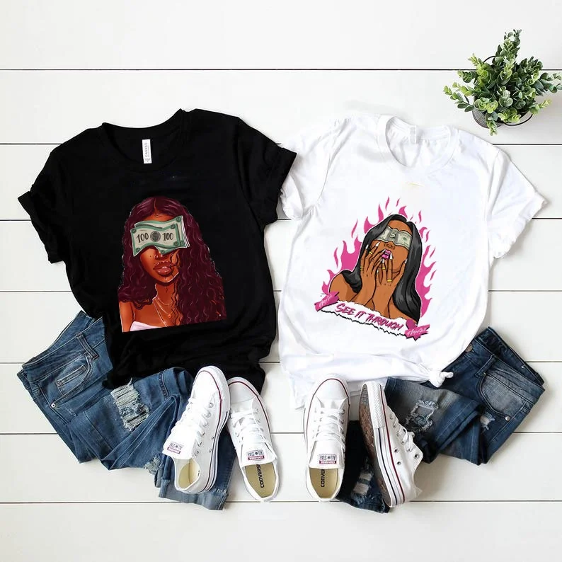 High Quality Ladies T Shirts Custom Make Money Not Friends Cool Black Girl T-Shirt Oversized Women Graphic T Shirt, Black white gray dark blue red
High Quality Ladies T Shirts Custom Make Money Not Friends Cool Black Girl T-Shirt Oversized Women Graphic T Shirt, Black white gray dark blue red