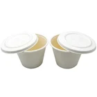 Natural Disposable Dinnerware Compostable Sugarcane Bagasse Cups With Lids