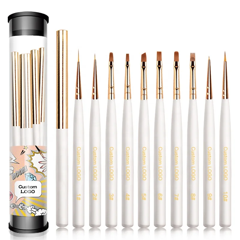 Custom Logo White Handle Nail Salon Nail Art Brushes Set bulk Japanese 10pcs crystal pen drawing pen liner brush
Custom Logo White Handle Nail Salon Nail Art Brushes Set bulk Japanese 10pcs crystal pen drawing pen liner brush