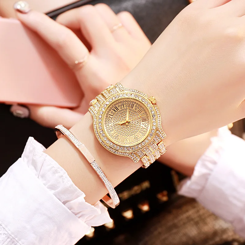 High Quality Fashion Gold Plated Wrist Watch Luxury Diamond Iced Out Quartz Watches For Men and Women
High Quality Fashion Gold Plated Wrist Watch Luxury Diamond Iced Out Quartz Watches For Men and Women
