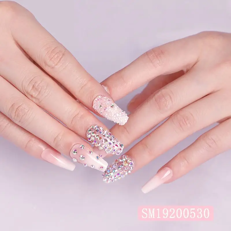 Private Label High Quality Hand Made Full Cover Diamonds False Nails For Women 
Private Label High Quality Hand Made Full Cover Diamonds False Nails For Women