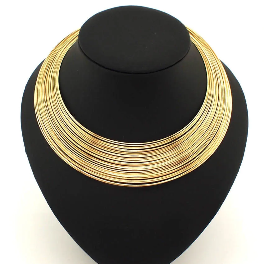 Gold Plated African Jewelry Fashion Multilayer Metal Wire Choker Necklace For Women Wholesale Collars, Gold,silver
Gold Plated African Jewelry Fashion Multilayer Metal Wire Choker Necklace For Women Wholesale Collars, Gold,silver