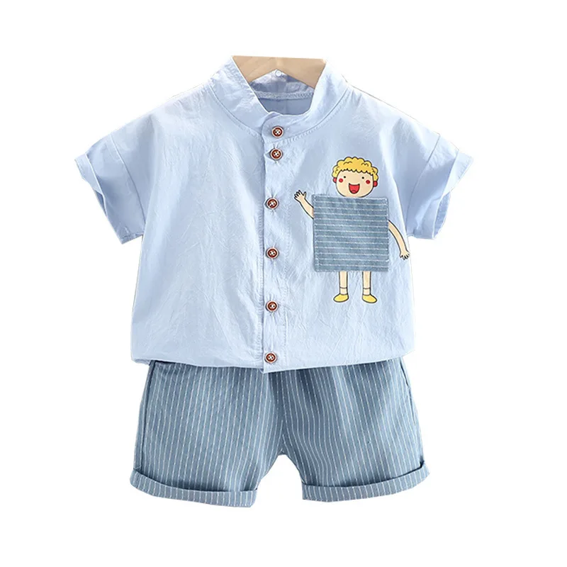 Summer children's clothing 2021 new children's cartoon stand-up collar short-sleeved shirt two-piece boys Casual sets, Khaki,yellow,light blue 
Summer children's clothing 2021 new children's cartoon stand-up collar short-sleeved shirt two-piece boys Casual sets, Khaki,yellow,light blue