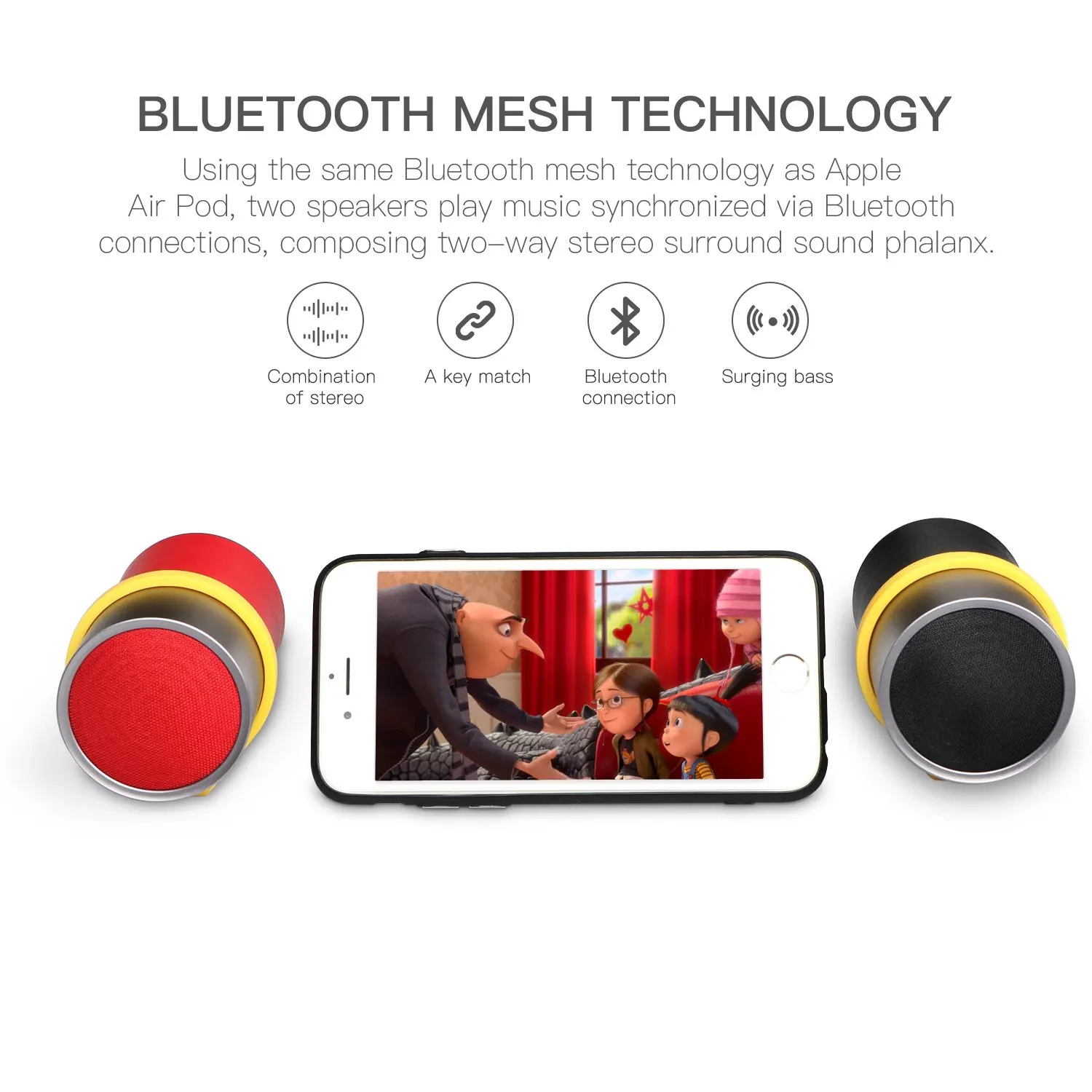 PURIDEA Wireless Bluetooth Speaker Outdoor Portable Speaker with Enhanced Bass Mini Bluetooth4.2 Speaker i6-BLK - ANKUX.COM
