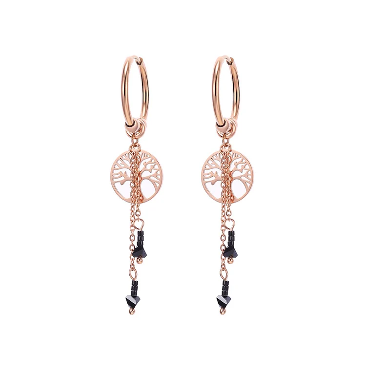 Kpop Tree Of Life Women'S Tassel Black Beads Drop Earrings Stainless Steel Circle Piercing Hoop Earrings, White gold,rose gold
Kpop Tree Of Life Women'S Tassel Black Beads Drop Earrings Stainless Steel Circle Piercing Hoop Earrings, White gold,rose gold