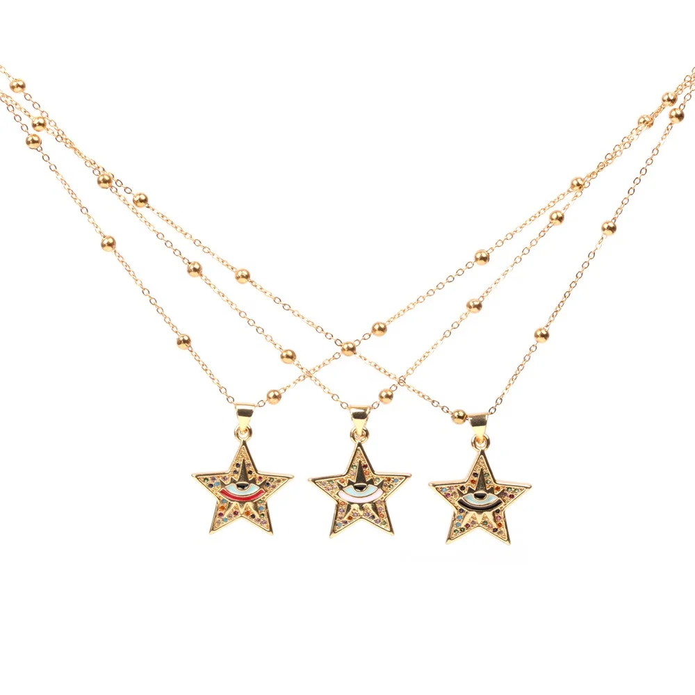 Fashion five-pointed star eye Pendant necklace 1.6mm stainless steel hip hop necklace for men and woman boho jewelry
Fashion five-pointed star eye Pendant necklace 1.6mm stainless steel hip hop necklace for men and woman boho jewelry