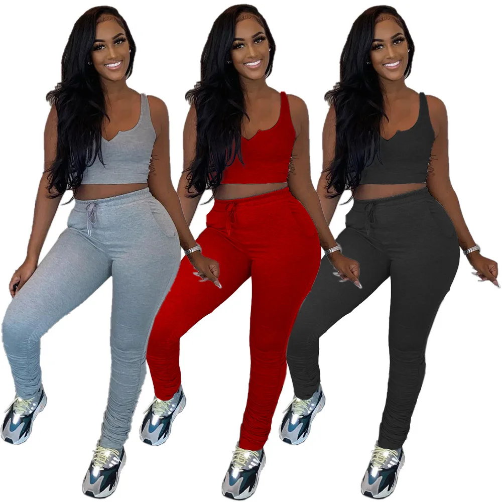 Hot Sale Solid Color stacked pants two piece set Short Sleeve Lady Woman Casual two piece set women clothing, Picture shows
Hot Sale Solid Color stacked pants two piece set Short Sleeve Lady Woman Casual two piece set women clothing, Picture shows