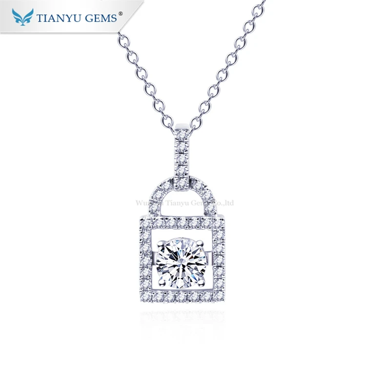 Tianyu gems fashion stock jewelry white gold moissanite lock shape pendant necklace
Tianyu gems fashion stock jewelry white gold moissanite lock shape pendant necklace