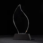 Leaf Shaped Exquisite Blank Crystal Plaque Water Drop Blank Glass Award Trophy In Big Black Base