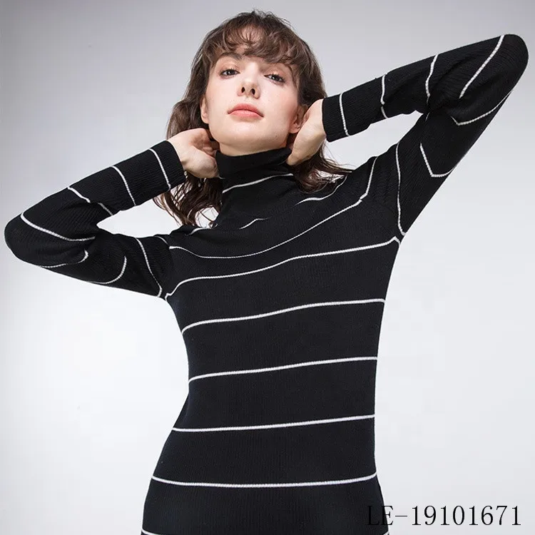 LE-19101671 Women winter warm thin striped knitted wool turtleneck pullover sweater
LE-19101671 Women winter warm thin striped knitted wool turtleneck pullover sweater