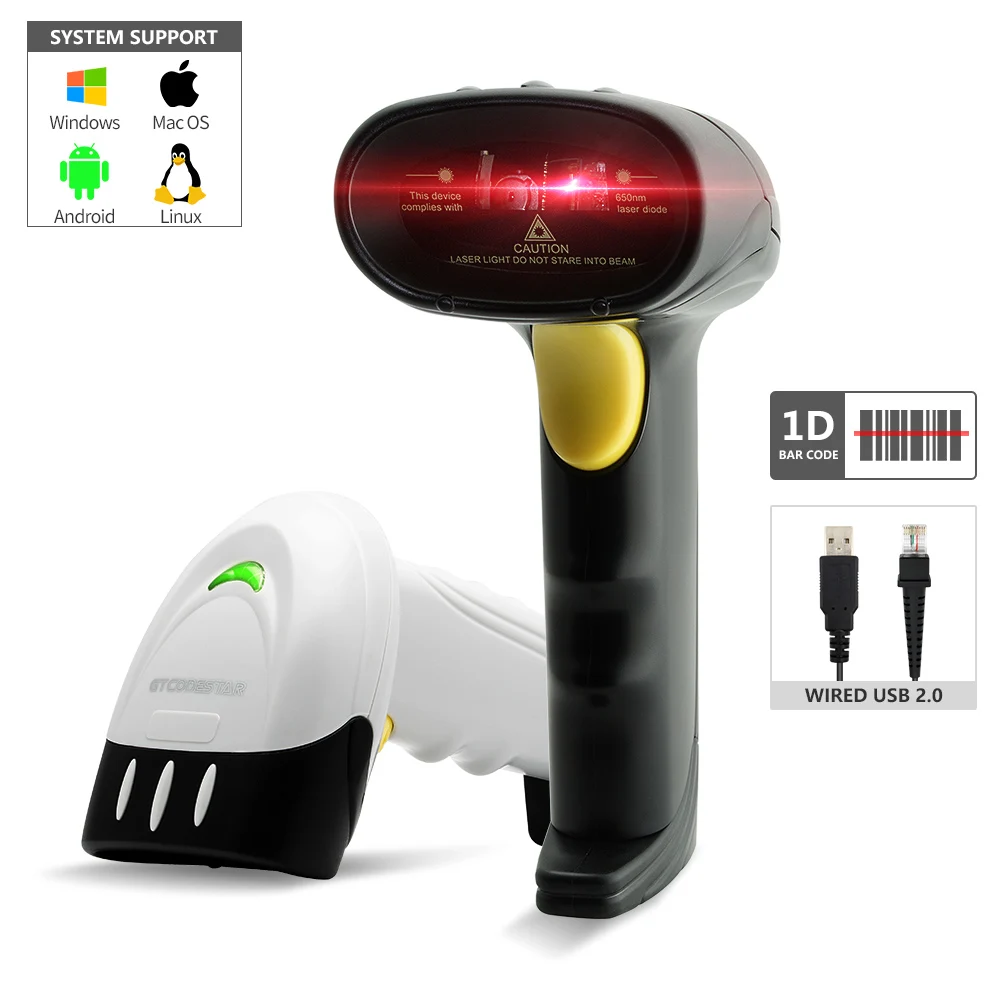 X-520 1D Laser Barcode Scanner Handheld Corded Bar Code Reader Barkod OEM Okuyucu for Price Sale, White/black
X-520 1D Laser Barcode Scanner Handheld Corded Bar Code Reader Barkod OEM Okuyucu for Price Sale, White/black