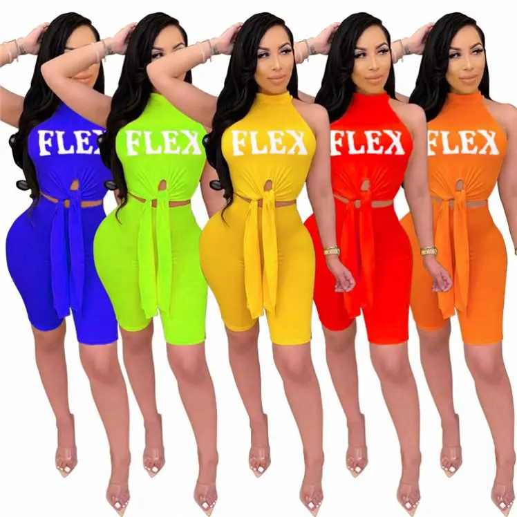 Clothes Vendor Tie Knot Crop Tops Summer Casual Letter Sleeveless Women Short Set 2021 Outfits Two Piece Shorts Set
Clothes Vendor Tie Knot Crop Tops Summer Casual Letter Sleeveless Women Short Set 2021 Outfits Two Piece Shorts Set
