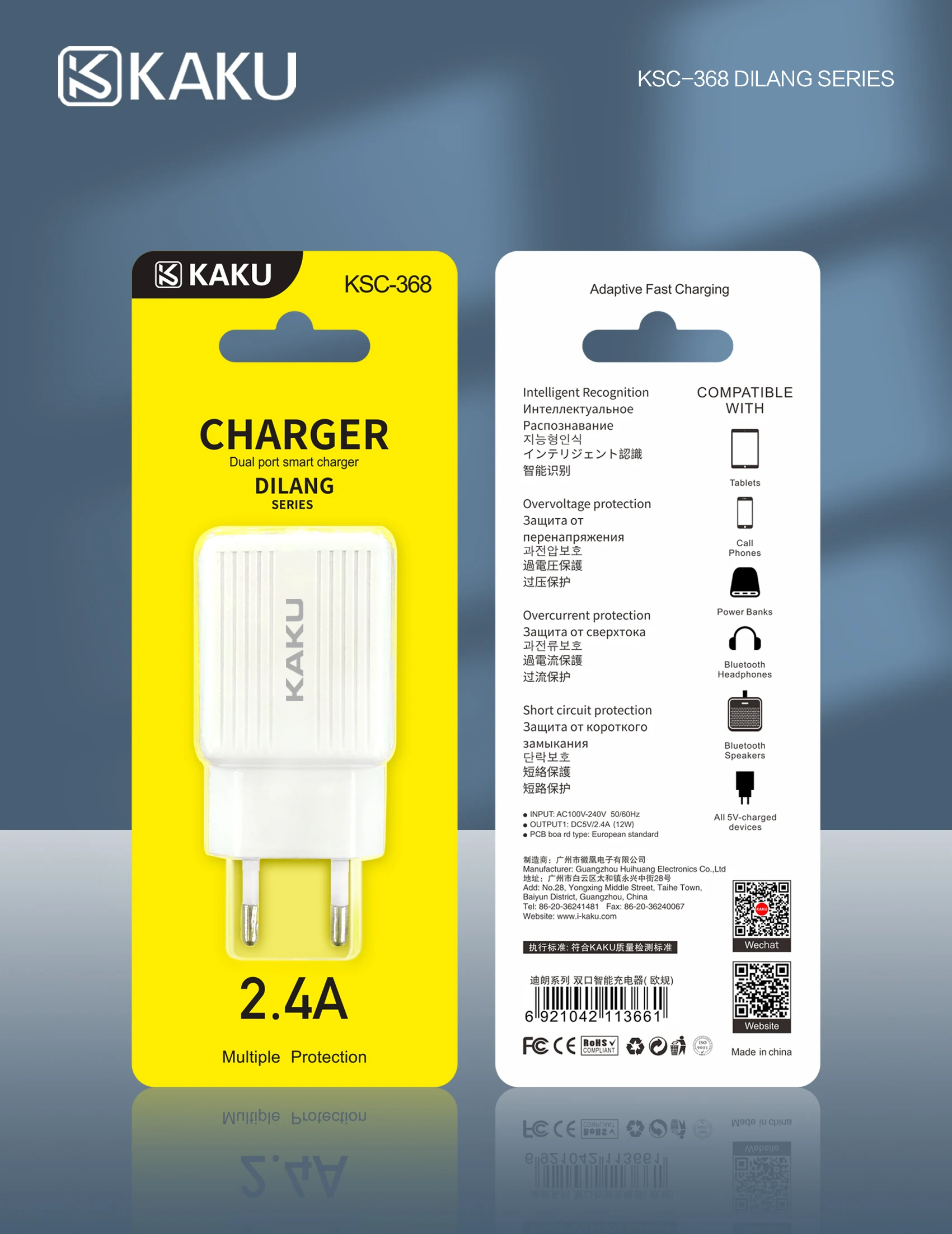 Kaku EU wholesale DiLang Durable 2 USB 2.4A Fast Charger for Huawei Samsung moblie phone
Kaku EU wholesale DiLang Durable 2 USB 2.4A Fast Charger for Huawei Samsung moblie phone