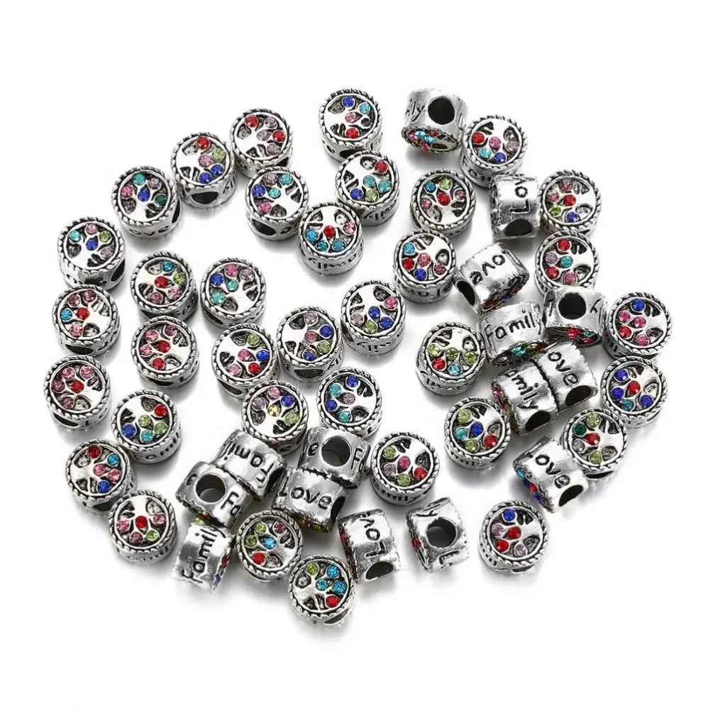New designed round shape colorful crystal life tree big hole bead for bracelets, Silver
New designed round shape colorful crystal life tree big hole bead for bracelets, Silver