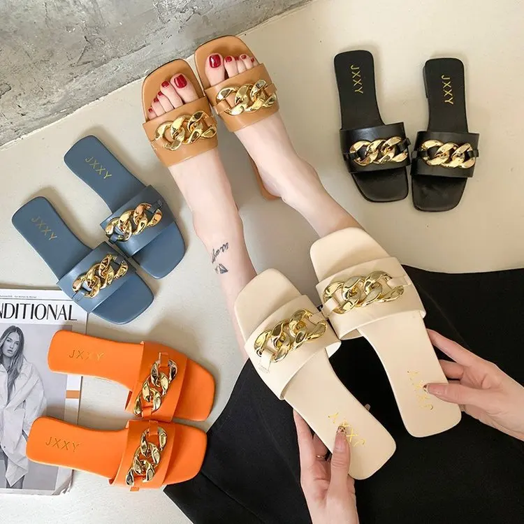 2021 New Designer Fashion Ladies Casual Outdoor Chain Slider Shoes Women Flat Slides Sandals women's slippers, Customized color
2021 New Designer Fashion Ladies Casual Outdoor Chain Slider Shoes Women Flat Slides Sandals women's slippers, Customized color