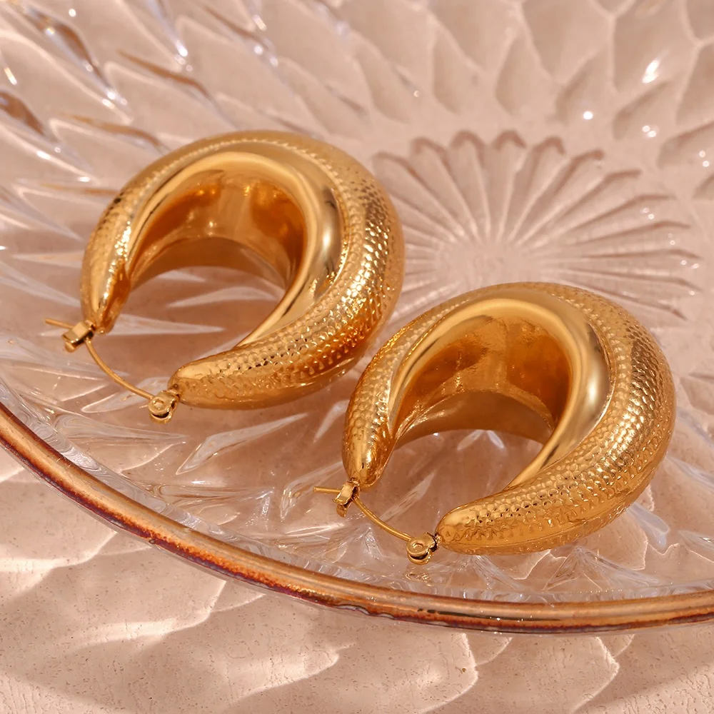 Chunky Hollow Statement Earrings Sanke Texture Gold Hoop Earrings Waterproof Stainless Steel Jewelry
Chunky Hollow Statement Earrings Sanke Texture Gold Hoop Earrings Waterproof Stainless Steel Jewelry