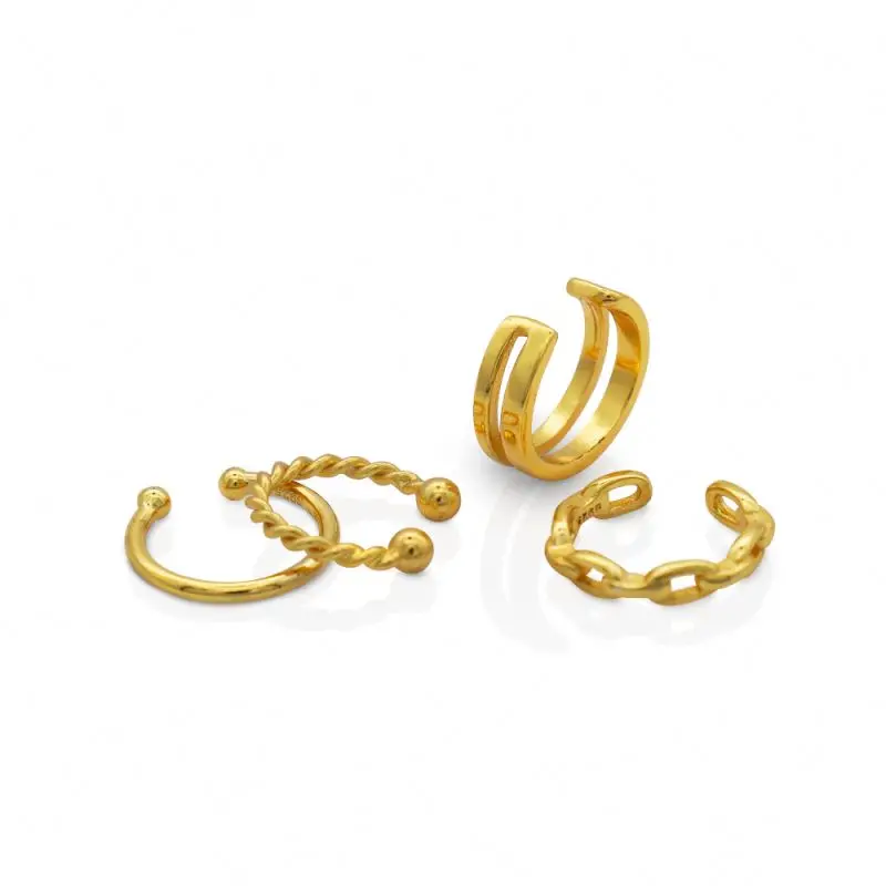 Chris April fashion 925 sterling silver korean style gold plated adjustable simple ear cuff earring, Picture
Chris April fashion 925 sterling silver korean style gold plated adjustable simple ear cuff earring, Picture
