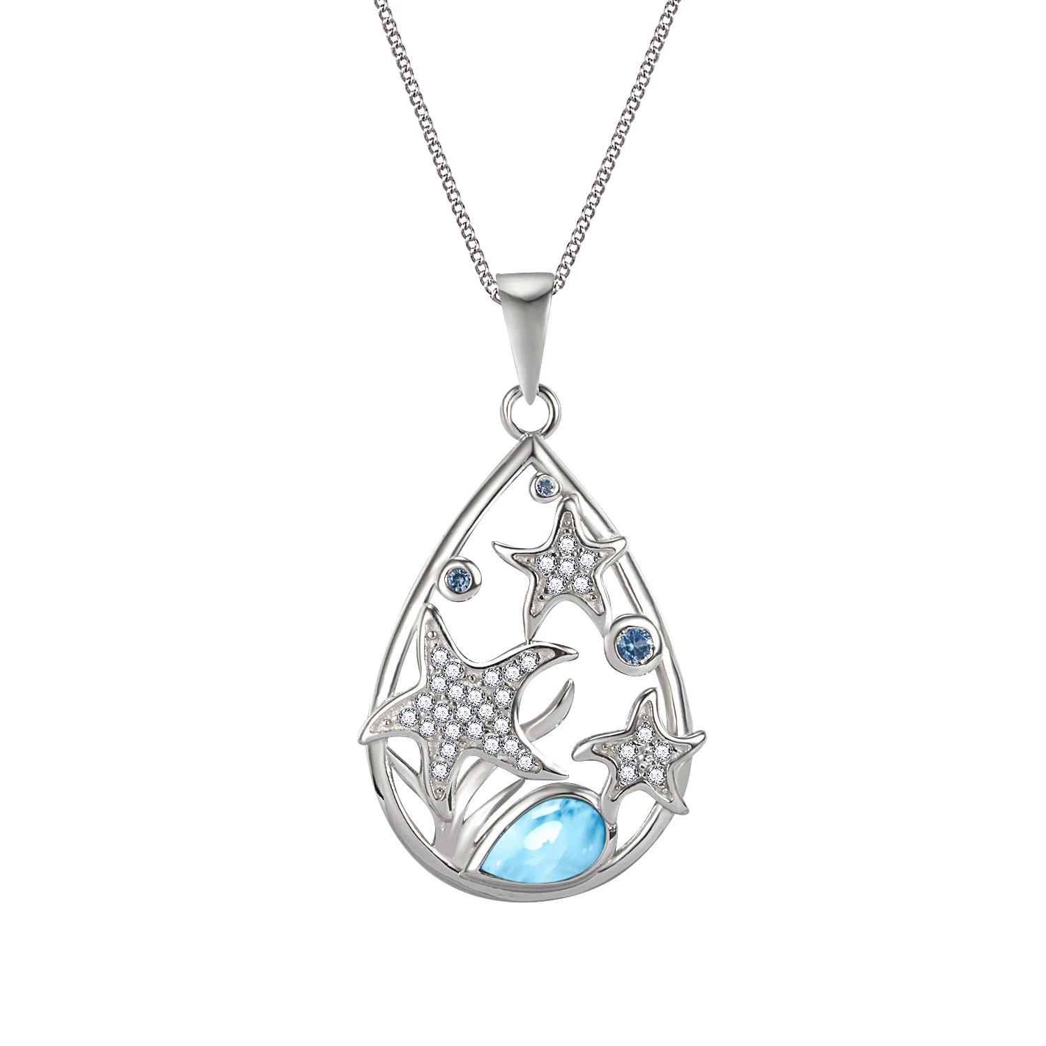 Wholesale 925 Sterling Silver Jewelry Pave CZ Natural Larimar Starfish Pendant Necklace
Wholesale 925 Sterling Silver Jewelry Pave CZ Natural Larimar Starfish Pendant Necklace