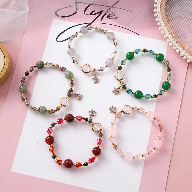 Korea Students Gifts Charm Bracelet Handmade Beaded Crystal Stone Ball Star Pendant Bracelets (KB8307), As picture
Korea Students Gifts Charm Bracelet Handmade Beaded Crystal Stone Ball Star Pendant Bracelets (KB8307), As picture