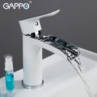 White Waterfall Brass Bathroom Taps Basin Mixer Faucet