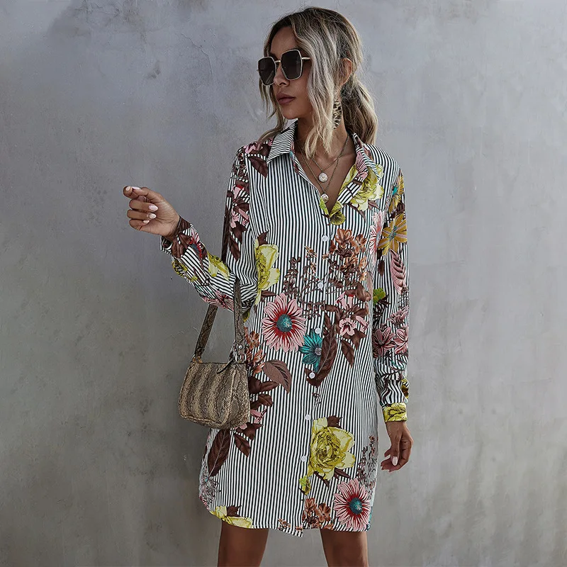 Wholesale custom spring ladies retro long sleeve Print stripe elegant woman shirt dress, Whiteblackred
Wholesale custom spring ladies retro long sleeve Print stripe elegant woman shirt dress, Whiteblackred