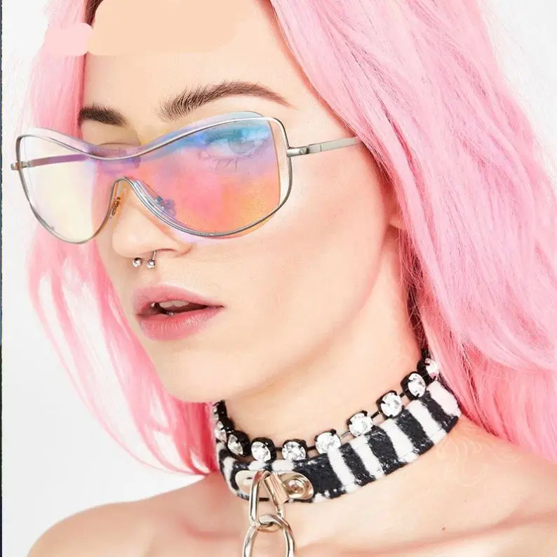 Women Colorful UV 400 Sunglass 2021 Party Eyewear Ins Style Curved Coated Hollow One Piece Sunglasses, Colors
Women Colorful UV 400 Sunglass 2021 Party Eyewear Ins Style Curved Coated Hollow One Piece Sunglasses, Colors