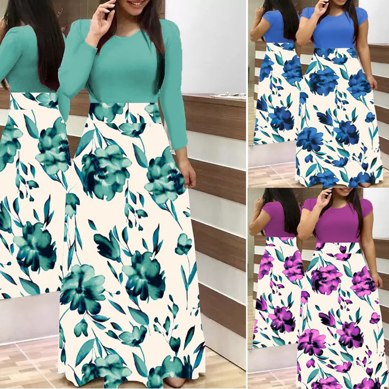 2021 European and American style flower print color matching Long Sleeve Dress, 6colors
2021 European and American style flower print color matching Long Sleeve Dress, 6colors
