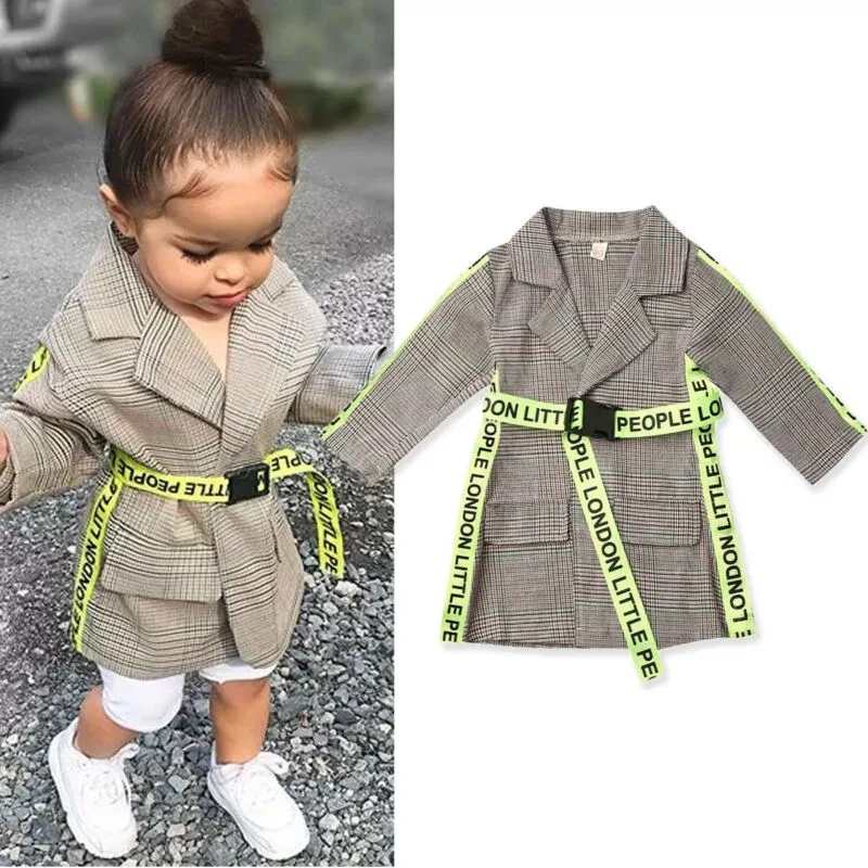 

2021 Fashion Toddler children wear Kids Baby Girl Winter Coats Clothes Belted Plaid Print Coat Jacket Formal Outwear for 0-5Y, Picture shows