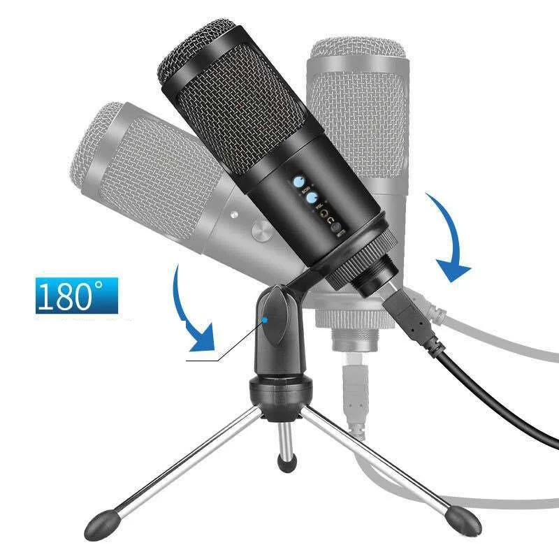 USB Studio condenser microphone with large diaphragm condenser microphone for broadcasting with tripods
USB Studio condenser microphone with large diaphragm condenser microphone for broadcasting with tripods