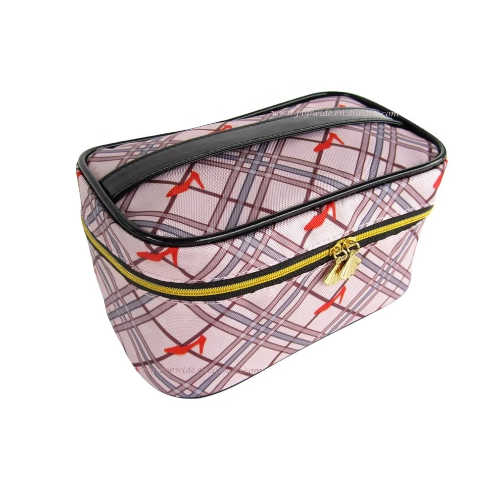Popwide hotsale zipper polyester cosmetic travel vanity bag toiletry bag