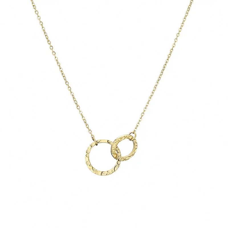 Hot Sale 14K Gold Plated Hammered Double Circles Necklace High Quality Stainless Steel Jewelry For Women, Customized color
Hot Sale 14K Gold Plated Hammered Double Circles Necklace High Quality Stainless Steel Jewelry For Women, Customized color