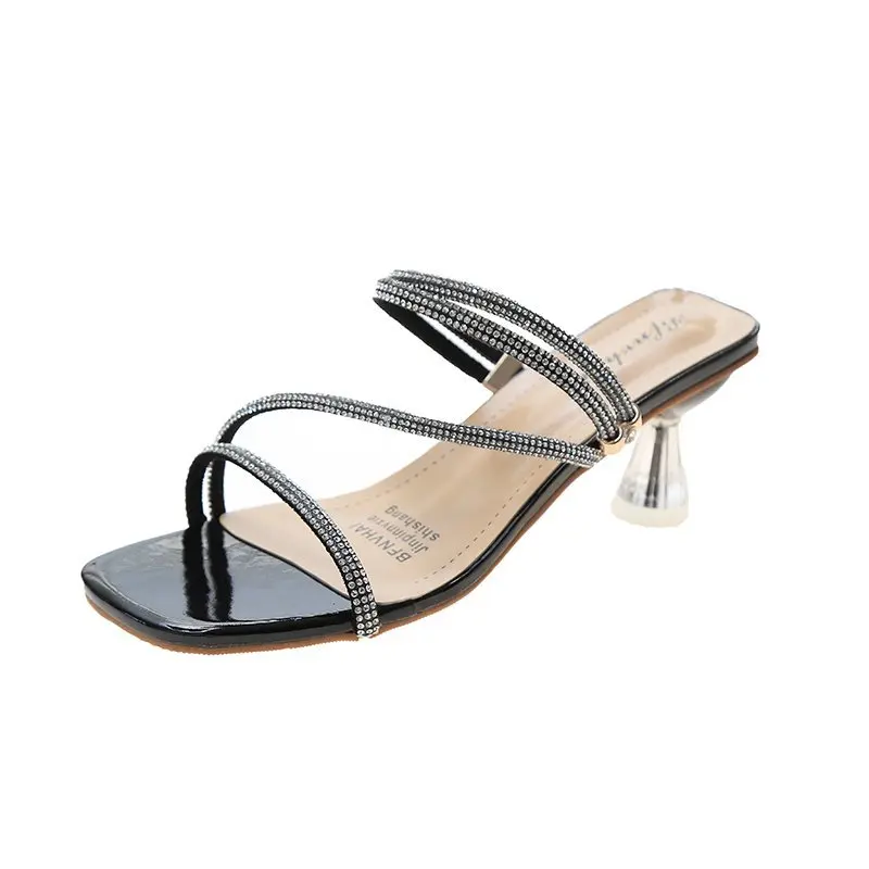 Fashionable simple crystal heel ladies high heel slippers summer sandals women, Picture
Fashionable simple crystal heel ladies high heel slippers summer sandals women, Picture