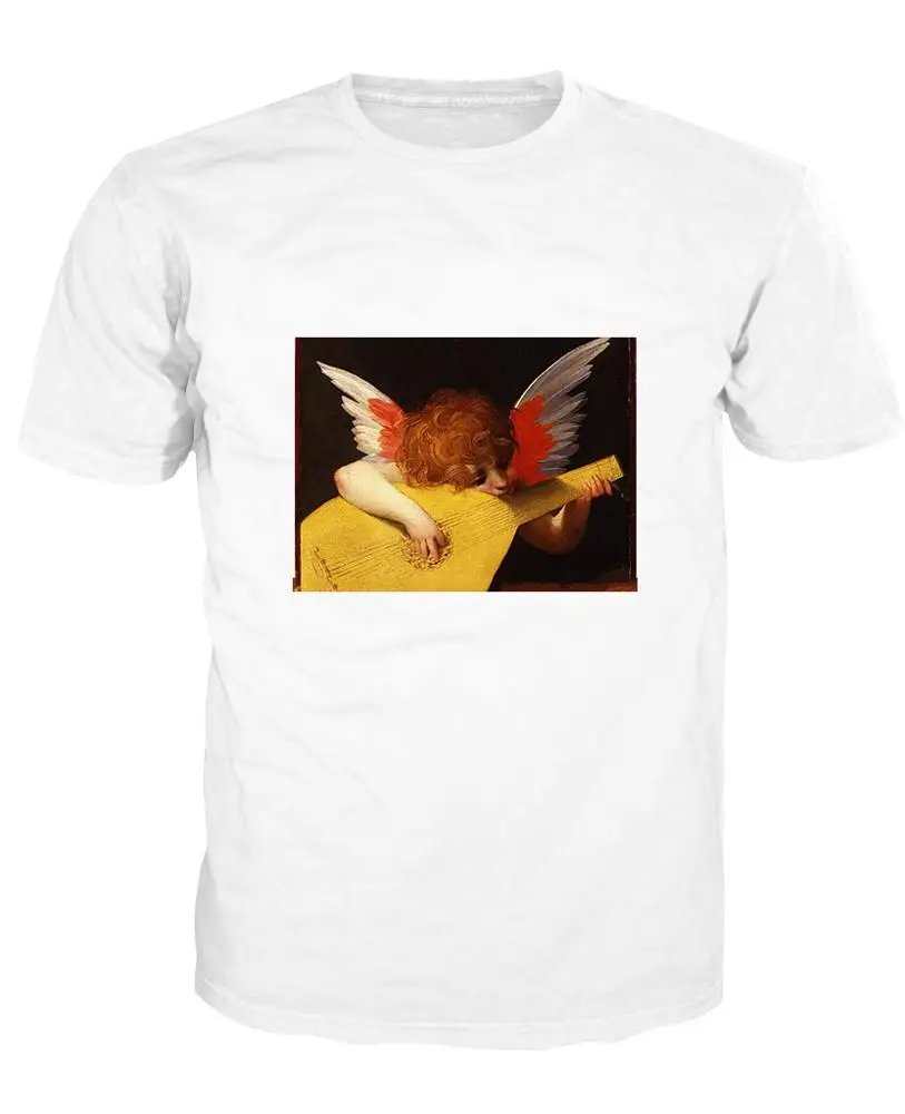 Dropshipping cheap oil painting Little angel playing guitar custom label T-shirts, Customized colors
Dropshipping cheap oil painting Little angel playing guitar custom label T-shirts, Customized colors