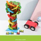 Amazon hot sales wooden toy cars Ramp Race Track with 3 Mini Cars Toddler Wood Toys Boy Gift