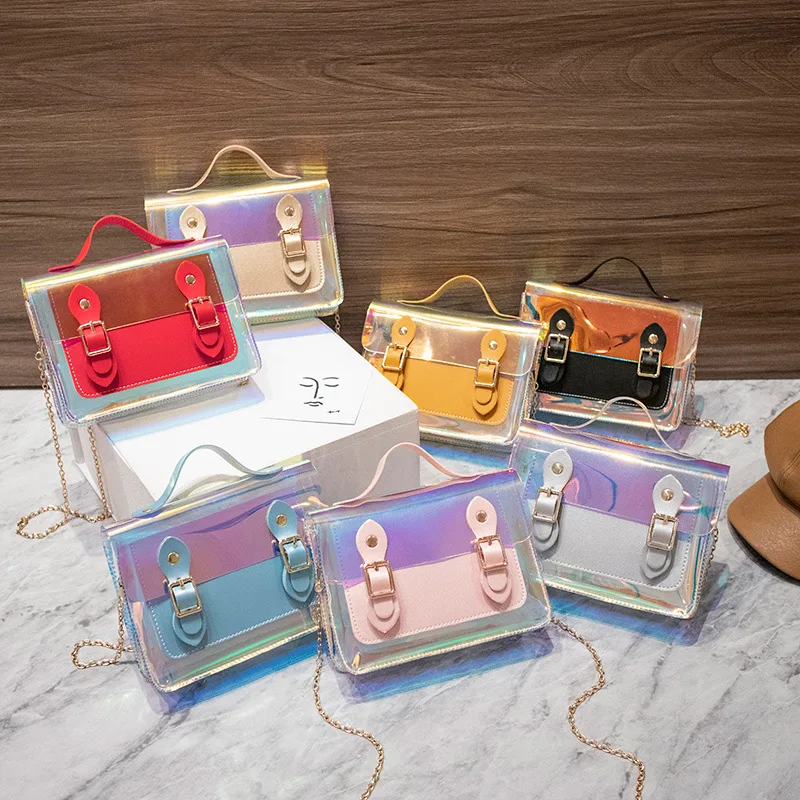 Drop shipping fashion designer bag laser summer pvc contrast buckles transparent mini kids purse hand jelly bag
Drop shipping fashion designer bag laser summer pvc contrast buckles transparent mini kids purse hand jelly bag