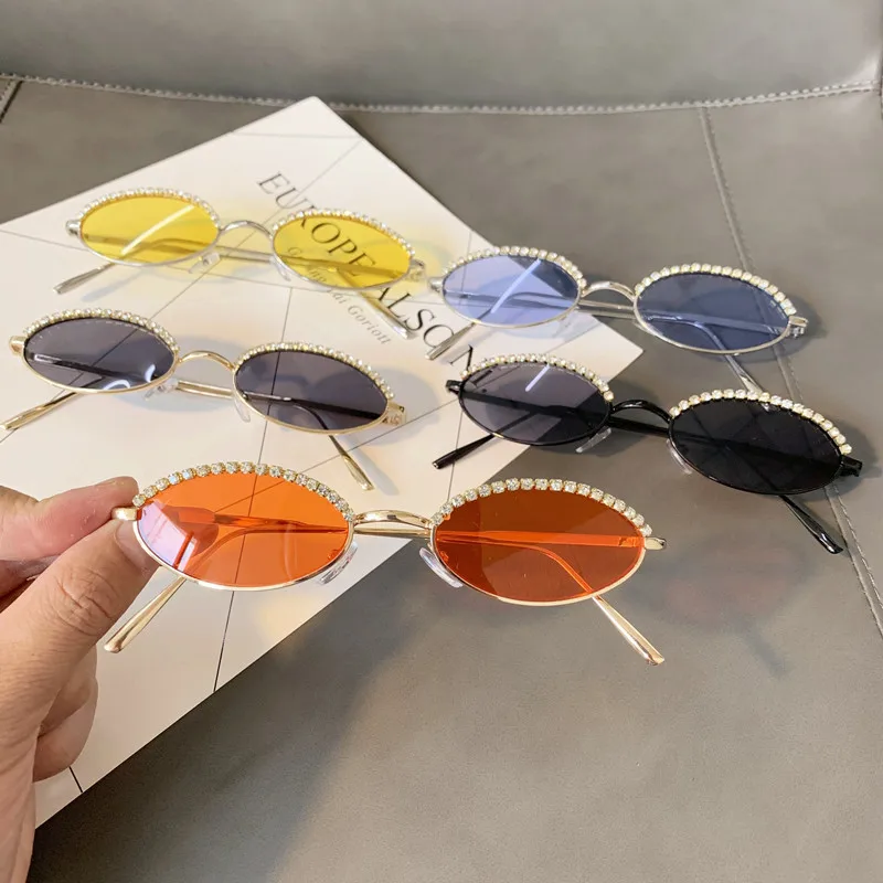 Top Quality Trendy Colour Diamond Vintage Metal Frame Sunglasses Small Frame Retro Oval Rhinestone Sunglasses
Top Quality Trendy Colour Diamond Vintage Metal Frame Sunglasses Small Frame Retro Oval Rhinestone Sunglasses