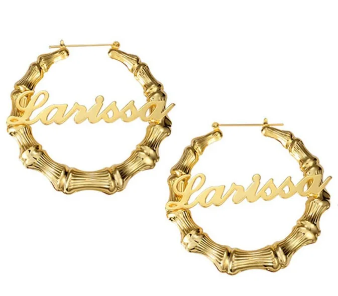 High Quality Titanium Stainless Steel Customize Name Bamboo Hoop Earrings Round Heart-shaped Big Ear Hoops Customized Jewelry
High Quality Titanium Stainless Steel Customize Name Bamboo Hoop Earrings Round Heart-shaped Big Ear Hoops Customized Jewelry