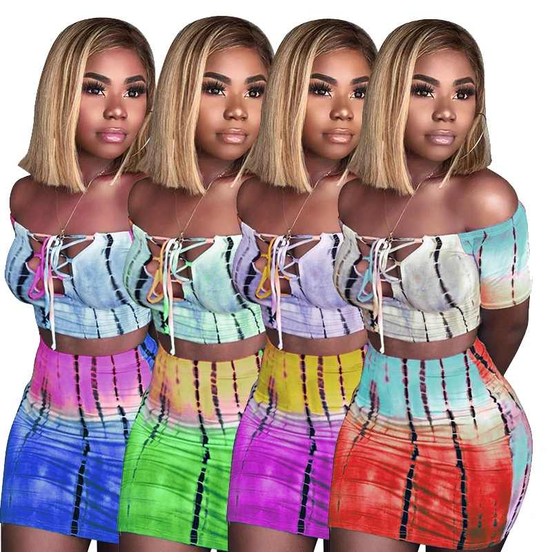 2021 New Trendy Summer Tie Tye Off Shoulder Cro Top Two Plus Size 2 Piece Set Women Skirt bodycon dress Set
2021 New Trendy Summer Tie Tye Off Shoulder Cro Top Two Plus Size 2 Piece Set Women Skirt bodycon dress Set