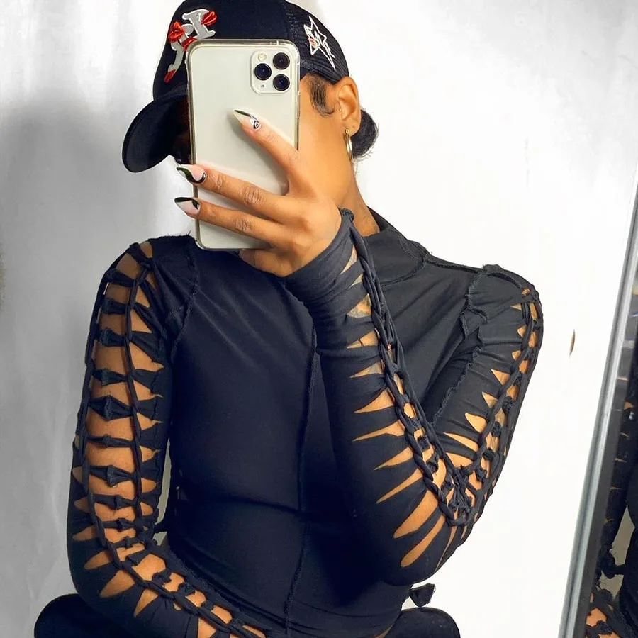 Kliou K21L04578 Bodycon Solid Hollow Out Long Sleeve Women Crop Tops Shirts For Women
Kliou K21L04578 Bodycon Solid Hollow Out Long Sleeve Women Crop Tops Shirts For Women