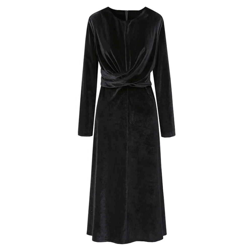 New gold velvet black temperament long sleeve dress evening dress Medium-length dress clothing manufacturers womens clothing
New gold velvet black temperament long sleeve dress evening dress Medium-length dress clothing manufacturers womens clothing