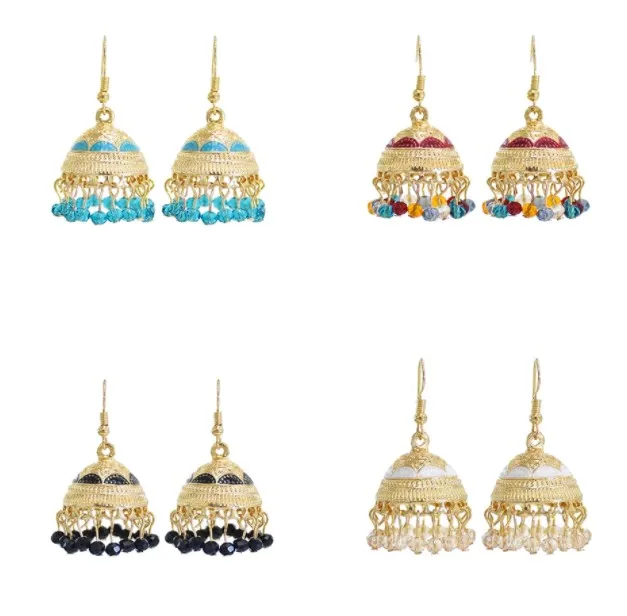Indian Gold Metal Bells Tassel Earrings for Women Bohemian Acrylic Beaded Statement Earring Party Jewelry Gift, Black,blue,white,colorful
Indian Gold Metal Bells Tassel Earrings for Women Bohemian Acrylic Beaded Statement Earring Party Jewelry Gift, Black,blue,white,colorful