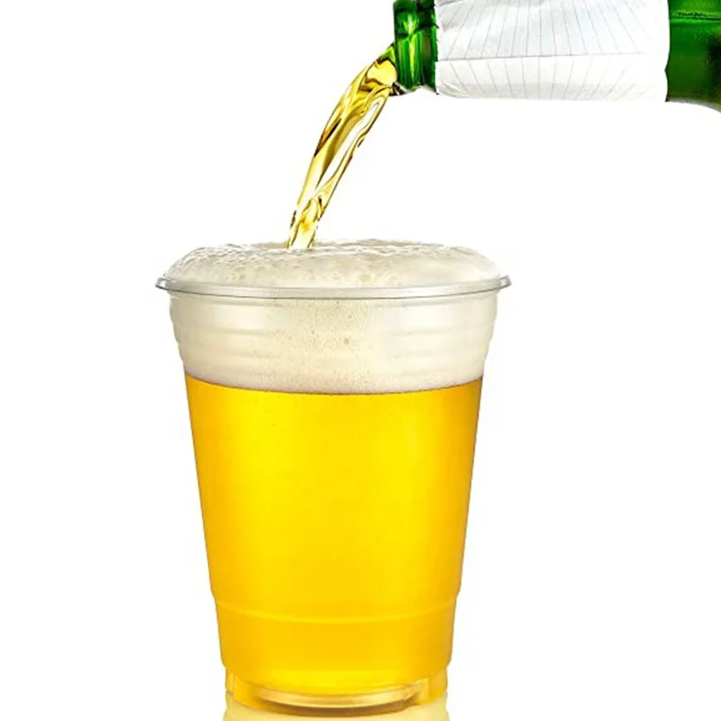 

Factory Supply disposable clear wine glass plastic PET cups 24 20 10 12 14 16 ounce transparent custom beer Cups with lids